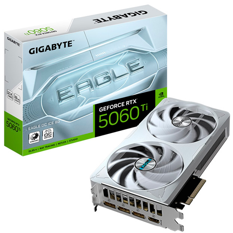 Tarjeta Gráfica Gigabyte GeForce RTX 5060 Ti EAGLE OC ICE 8GB GDDR7 DLSS4