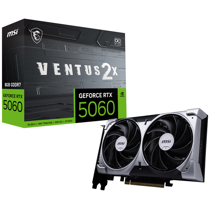 Tarjeta Gráfica MSI GeForce RTX 5060 VENTUS 2X OC 8GB GDDR7 DLSS4